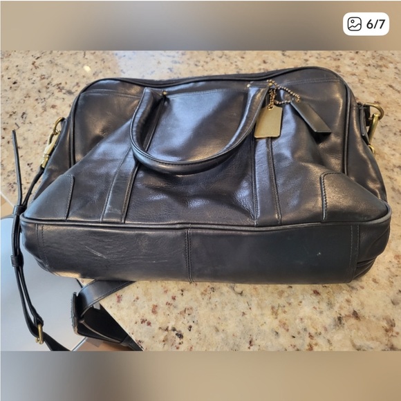 Coach Black Smooth Leather Laptop Bag - Picture 6 of 7